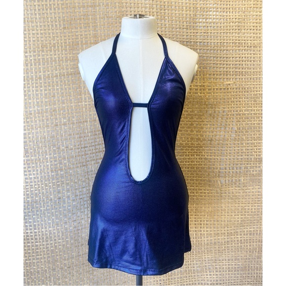 Intimates & Sleepwear Royal Blue Metallic Halter Babydoll Slip Poshmark